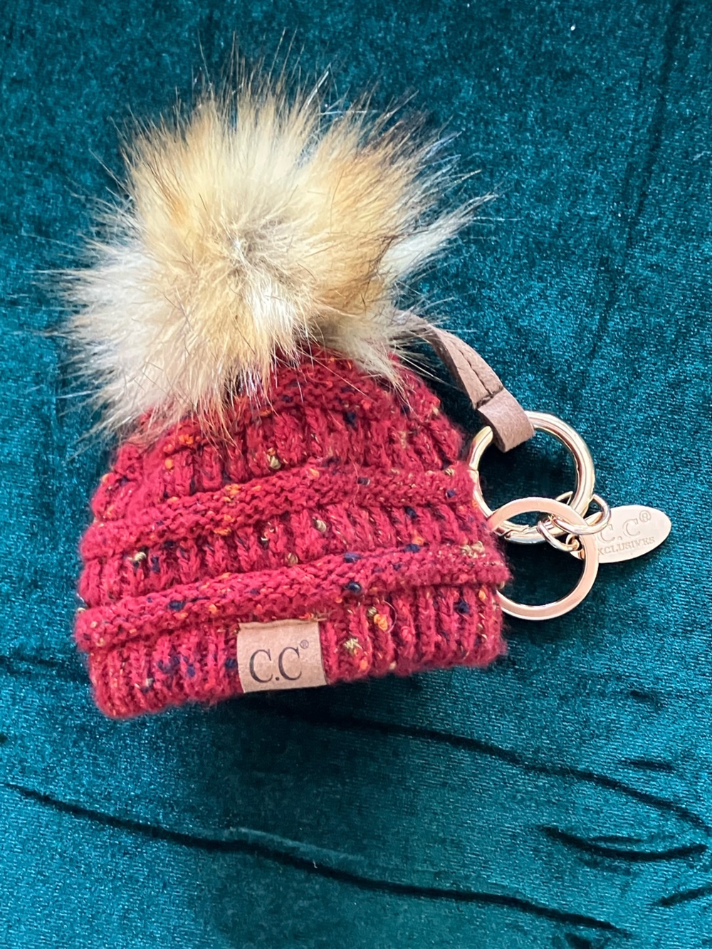 C.C. Exclusives Pom Pom Mini Winter Beanie Hat Keychain